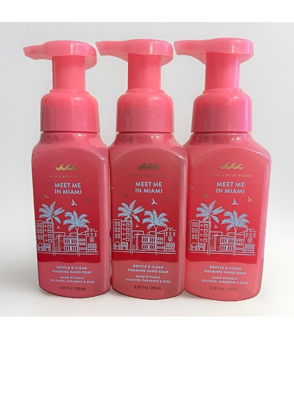 Bath & Body Works Meet Me In Miami Foaming Hand Soap, Set of 3, New